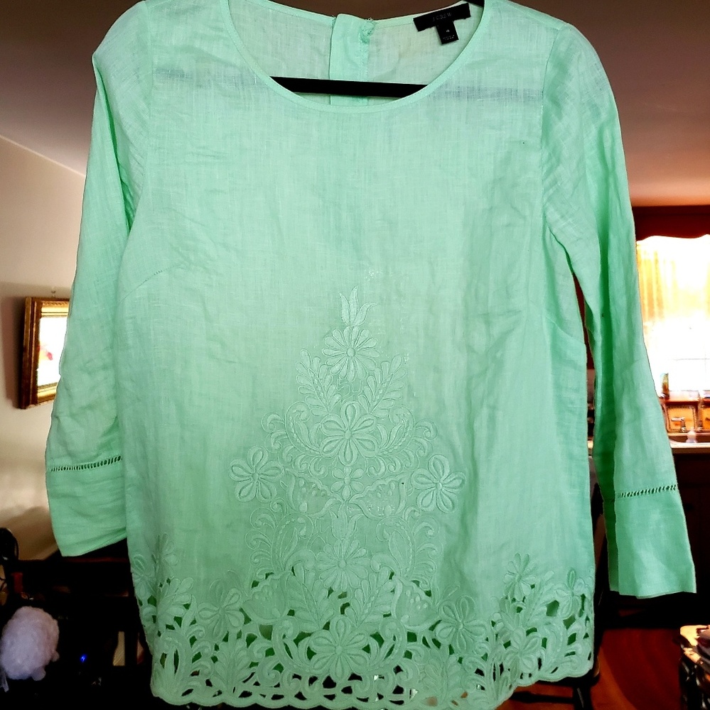J. Crew linen embroidered shirt